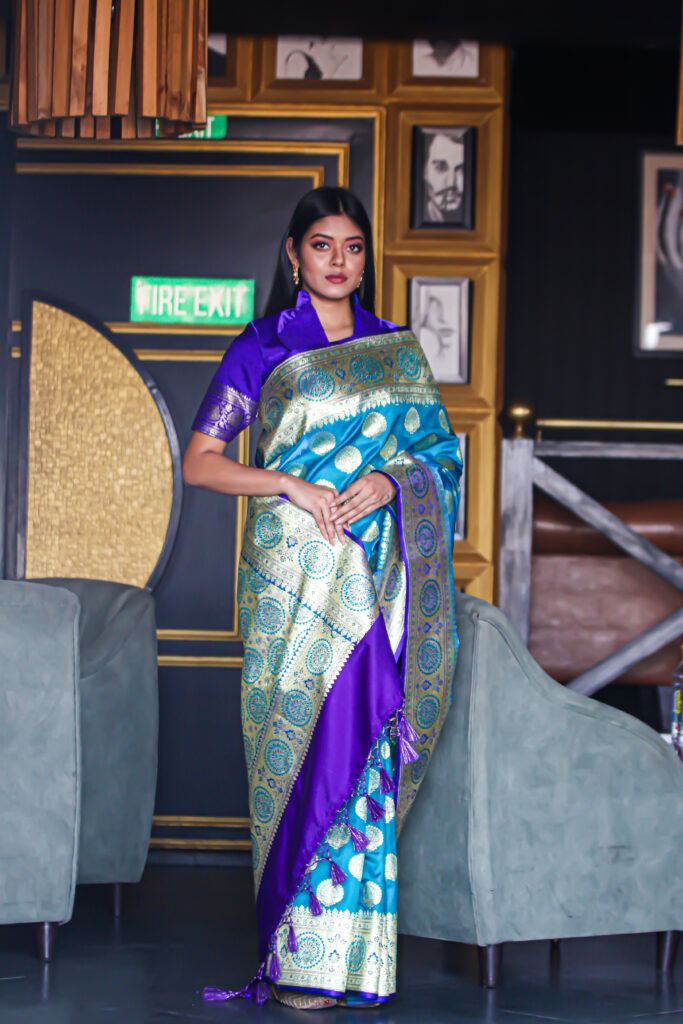 Designer Woven Banarasi Silk in Blue Color - Saree